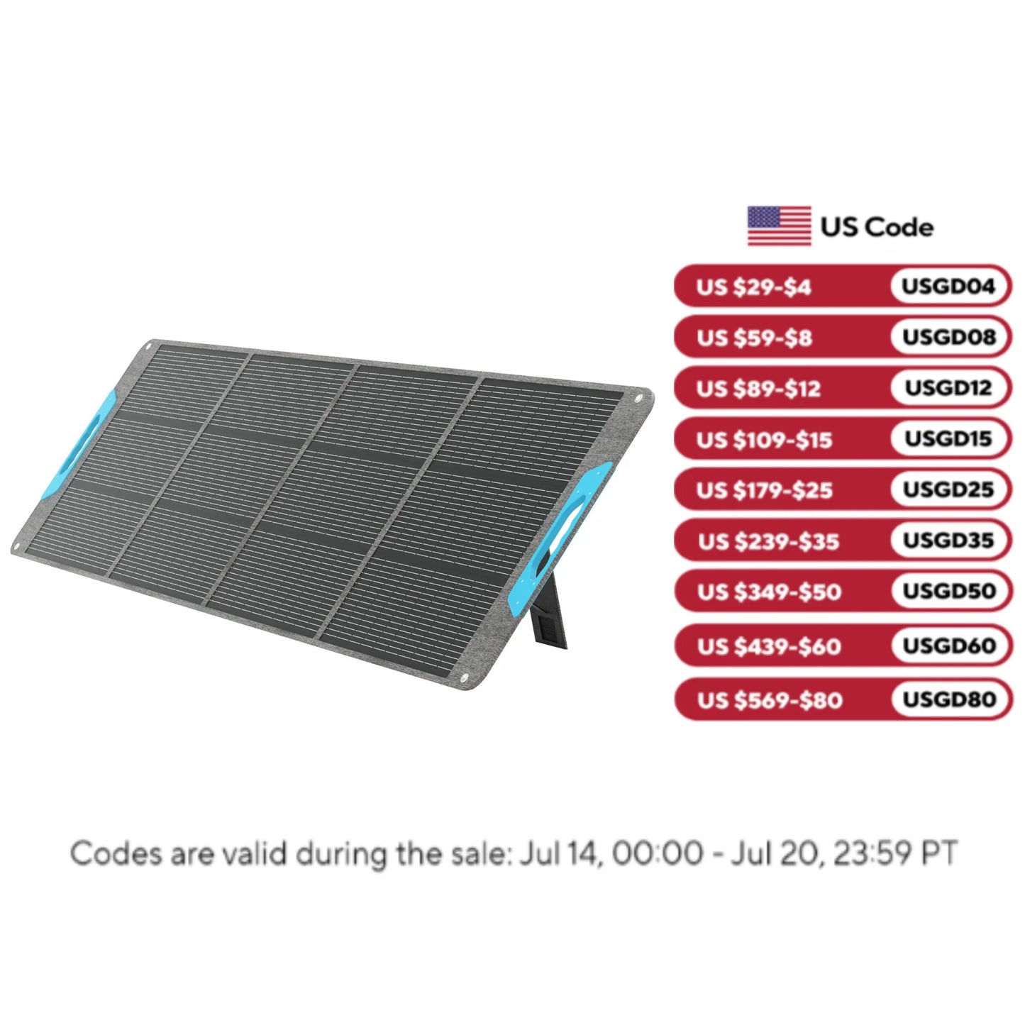 200W Portable Solar Panel, IP65 Waterproof Foldable Solar Panel