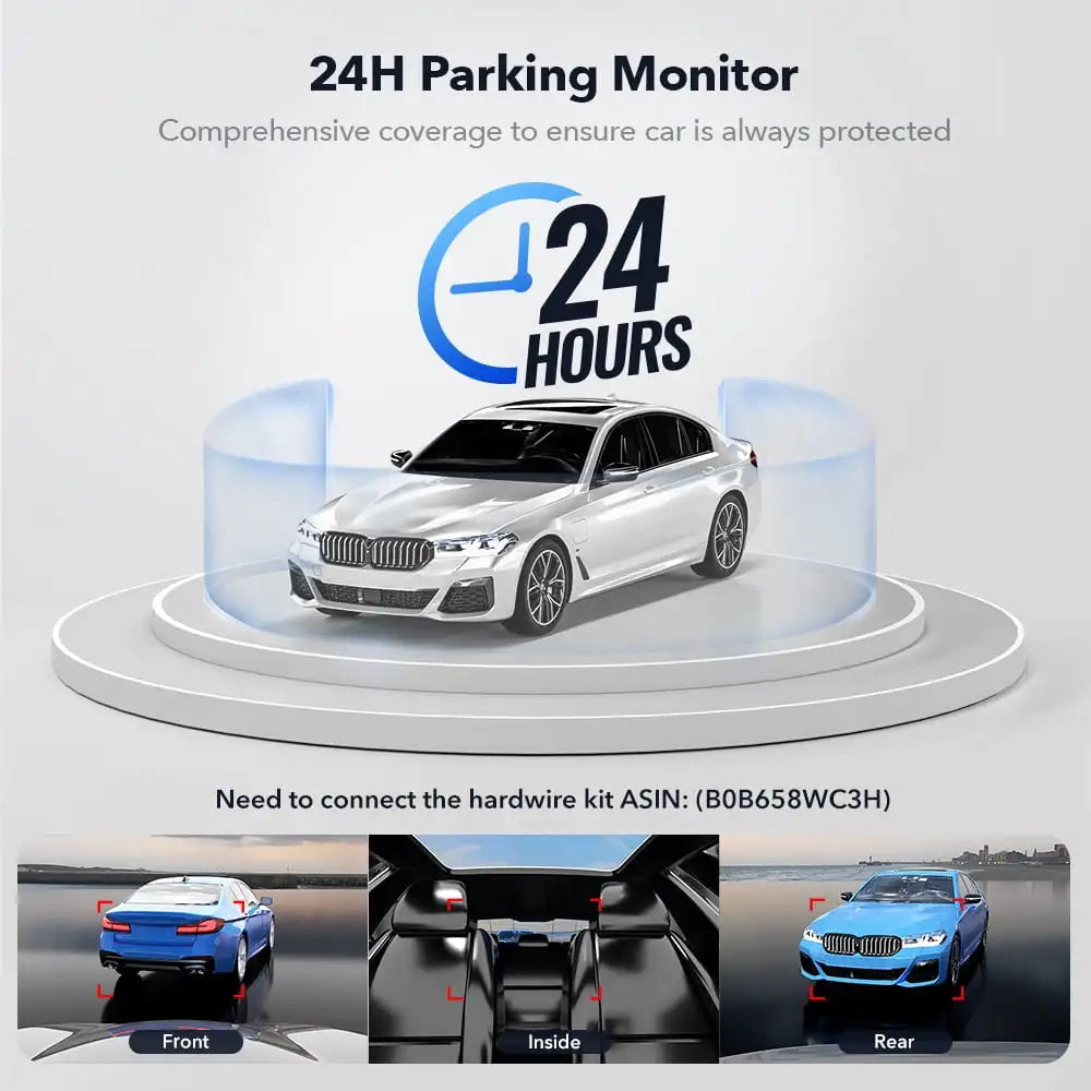 4k Dash Camera with 5G WiFi Triple Car Cameras Built-in GPS