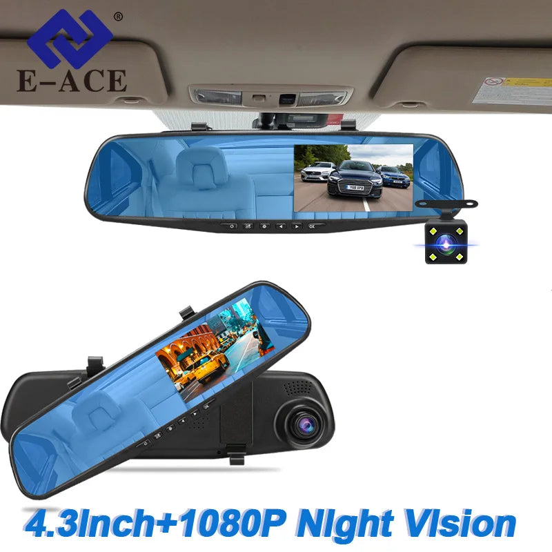 Dash Cam 4.3 Inches, Dual Lens Front and Rear Camera