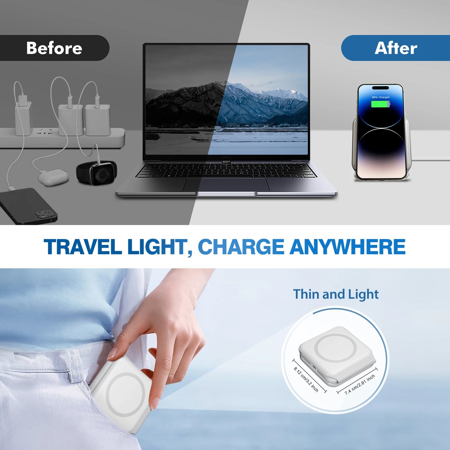 Magnetic Wireless Charger 3 In 1 Travel Charging