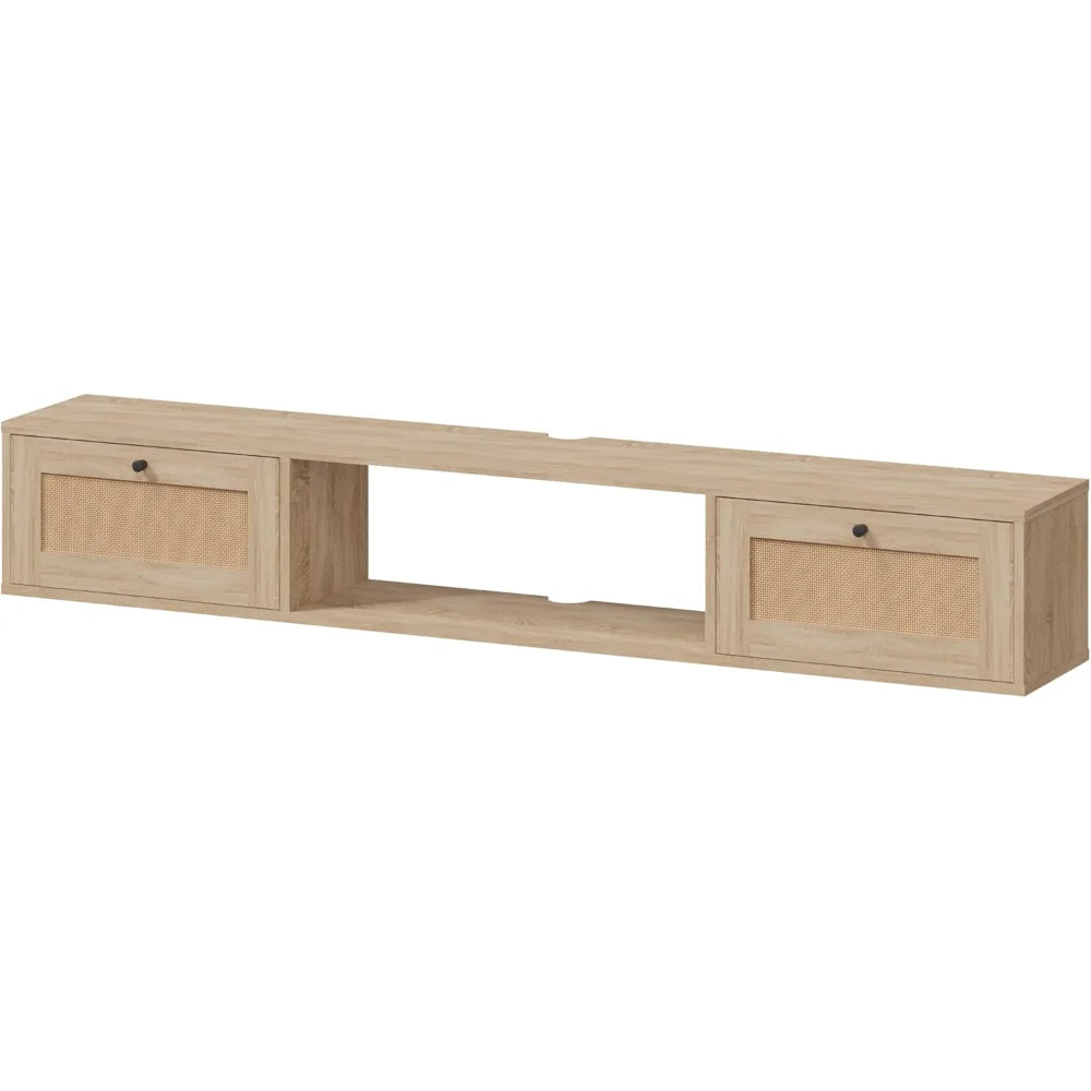 Modern Rattan Floating TV Stand 57 inch