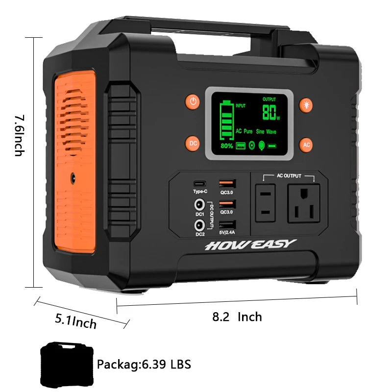 300W Portable Power Station, Solar Generator (Without Solar Panel)Spare Lithium Battery