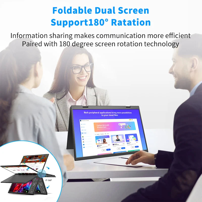 15.6 Inch Dual Portable Monitor for Laptop Folding Stacked Triple Display