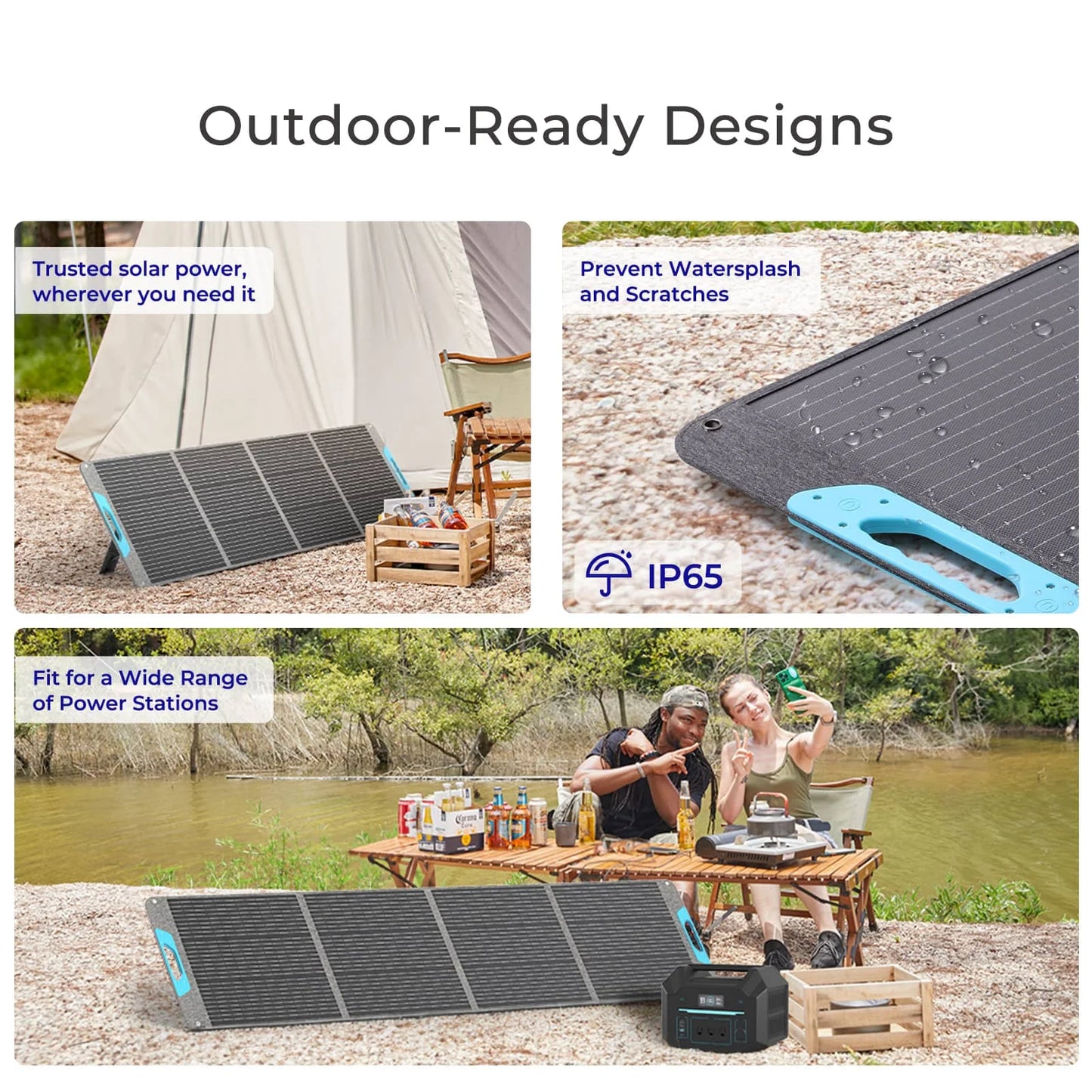 200W Portable Solar Panel, IP65 Waterproof Foldable Solar Panel