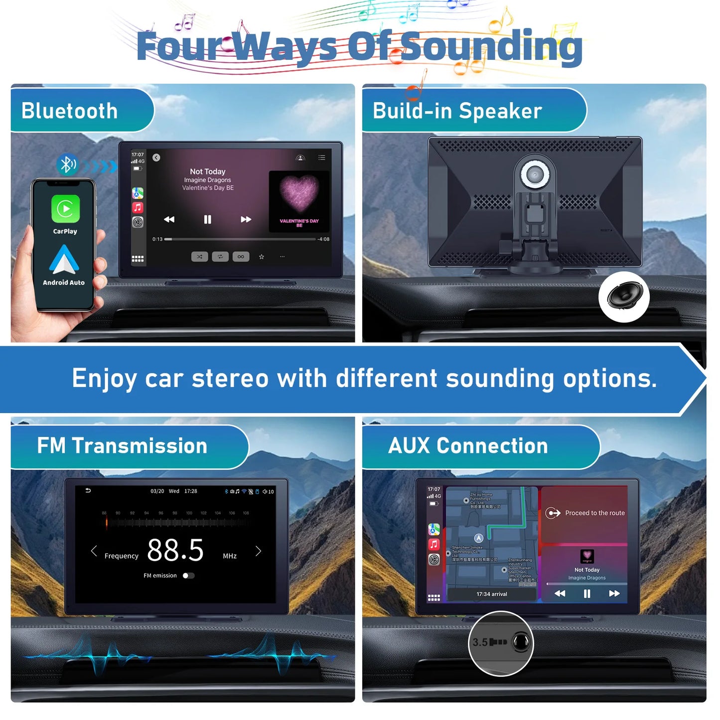 9 Inches Portable Wireless Android Auto Car Play Screen for Car