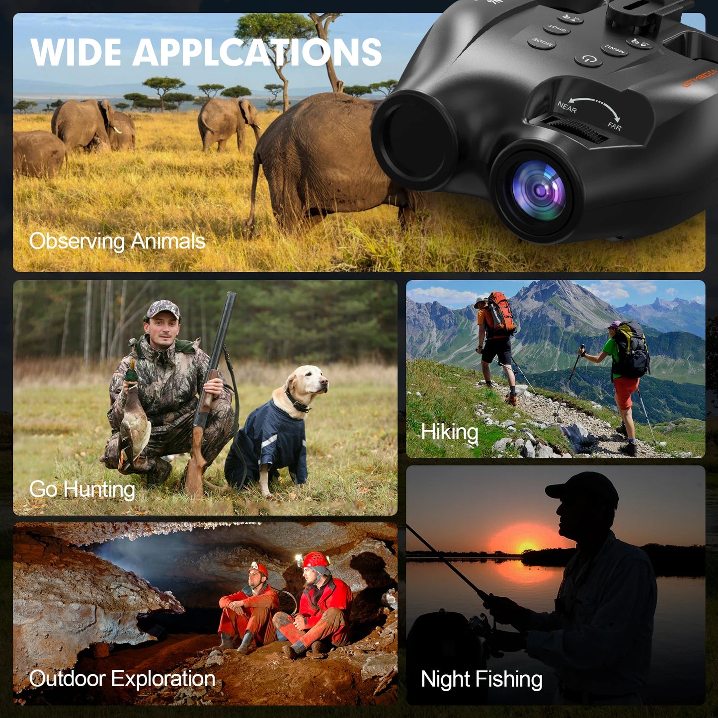 Night Vision Binoculars for handheld or Helmet Mounted