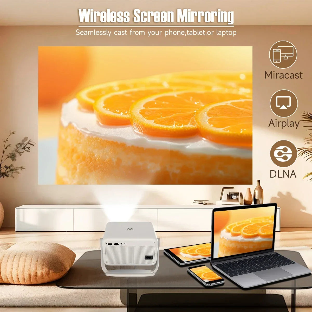 Projector 4K 1080P Auto Focus & Keystone Correction Android11 WIFI6 360° Portable
