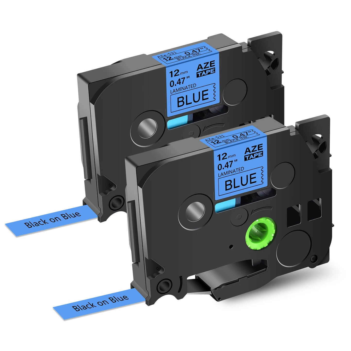 2PK Label Tape Compatible for Brother Tze-231 12mm Black on White Standard Laminated Ribbon Label for Brother P-Touch Printer