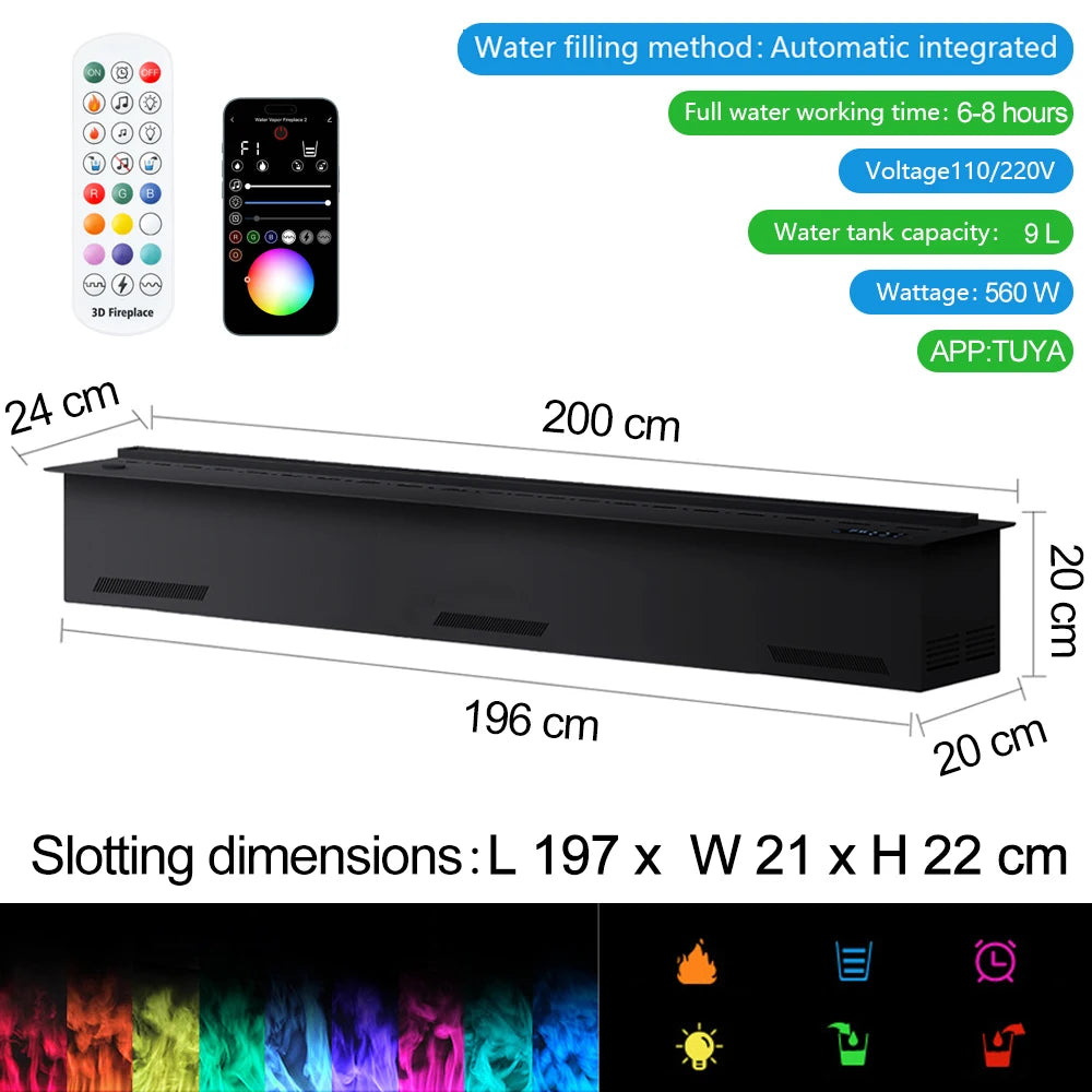 Smart atomization fireplace, 3D multi-color ,water vapor