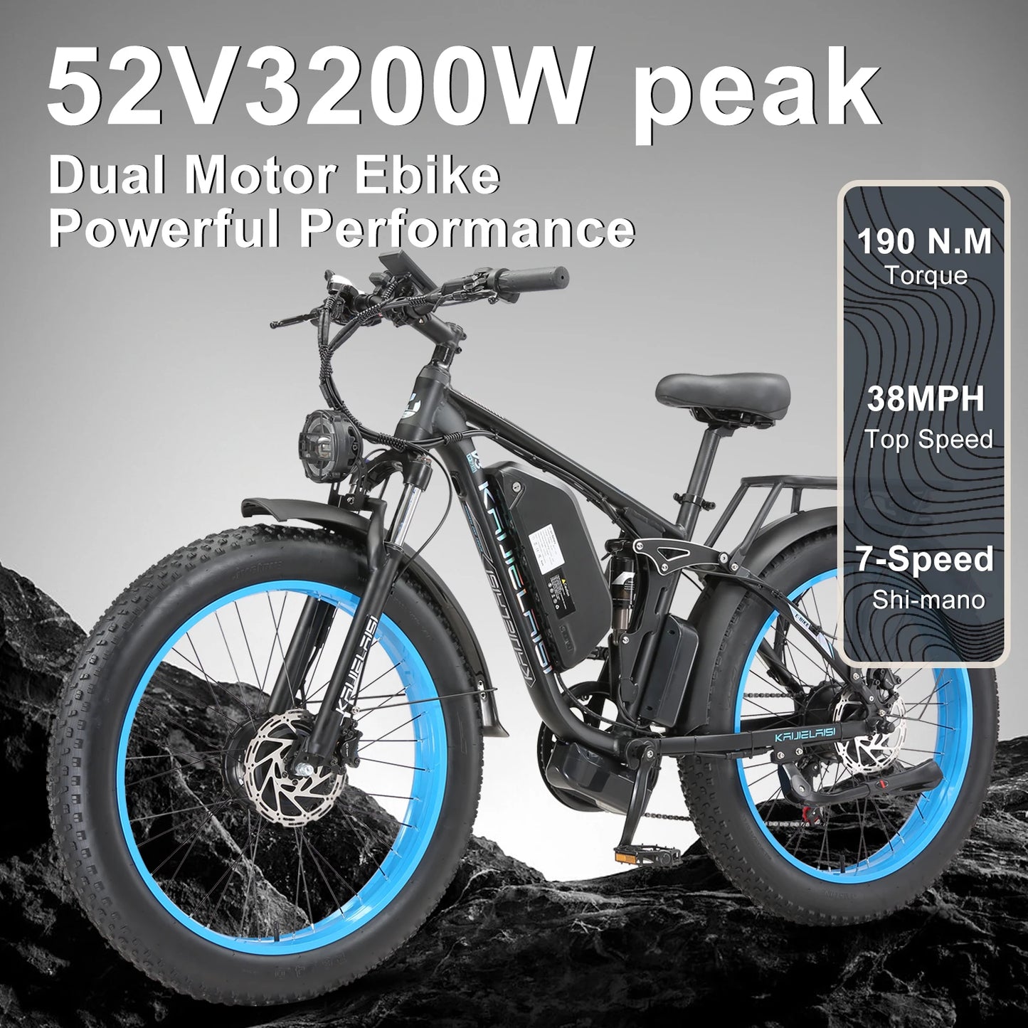 Electric Bike 3000W Dual Motor , Hydraulic Brake , Adult Off-Road