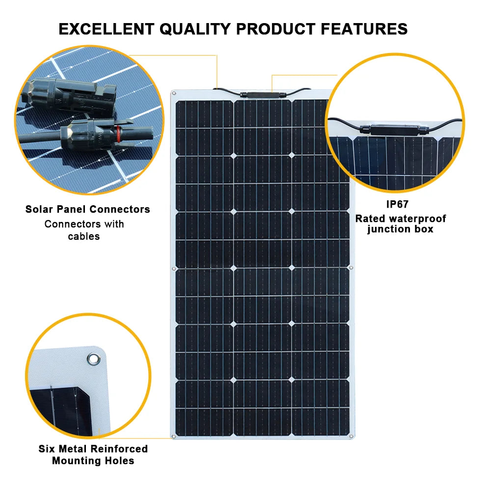 500W 400w 300W 200w 12v portable Solar Panel Flexible 18V 100W 1000W Solar kit
