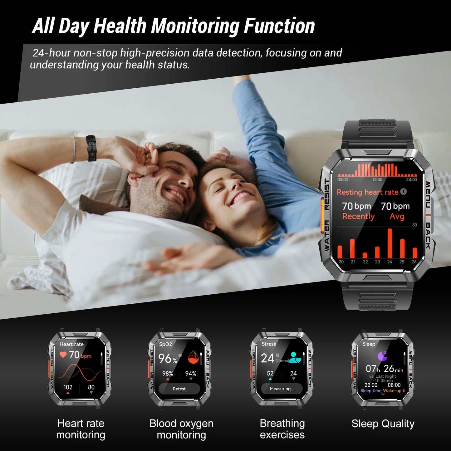 Blackview New Smart Watch 2.01'' HD Display Outdoor Men's Watch