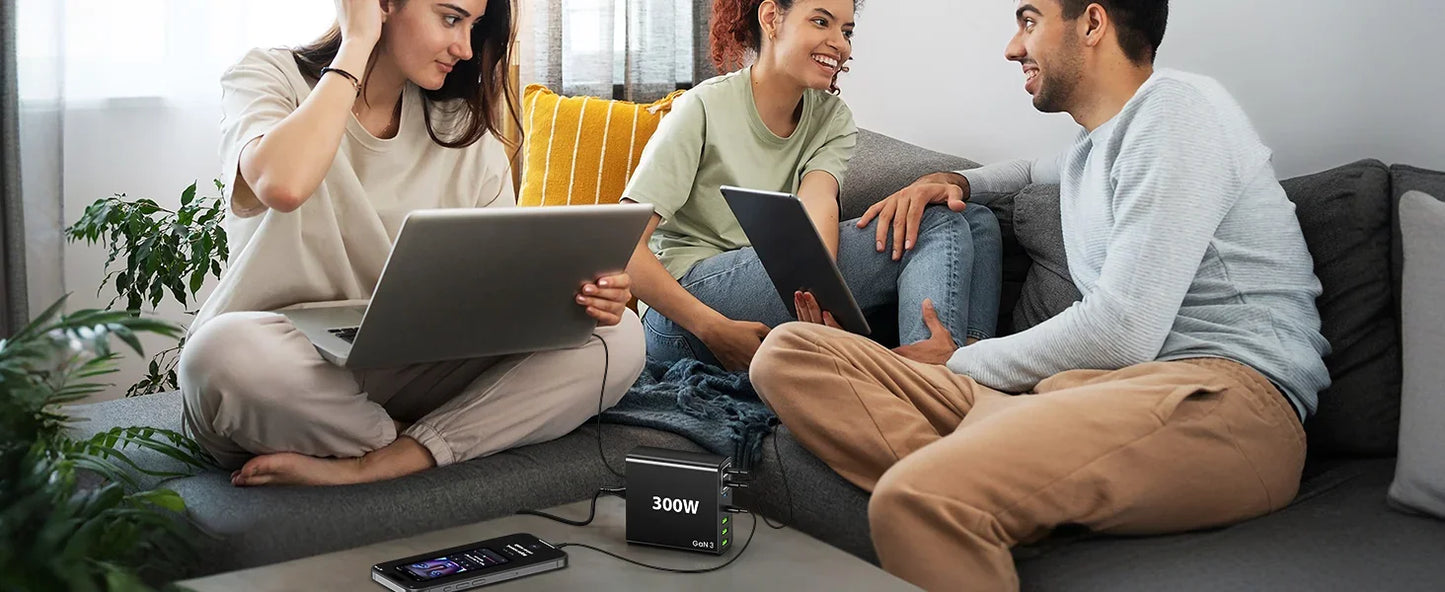 USB C Fast Charger 300 Watt: 7 Port USB Charging Station Hub Brick
