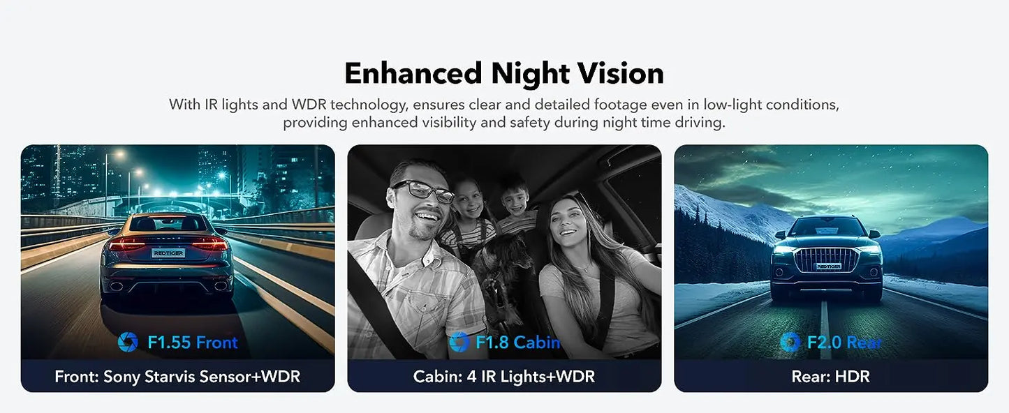 4k Dash Camera with 5G WiFi Triple Car Cameras Built-in GPS