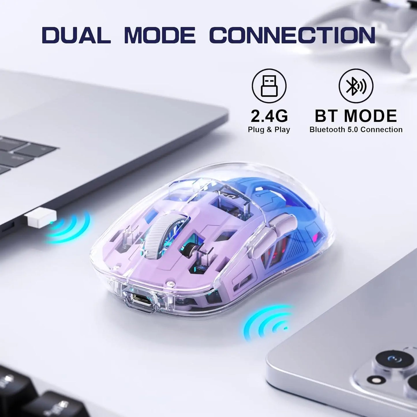 A2 Transparent Wireless Gaming Mouse,