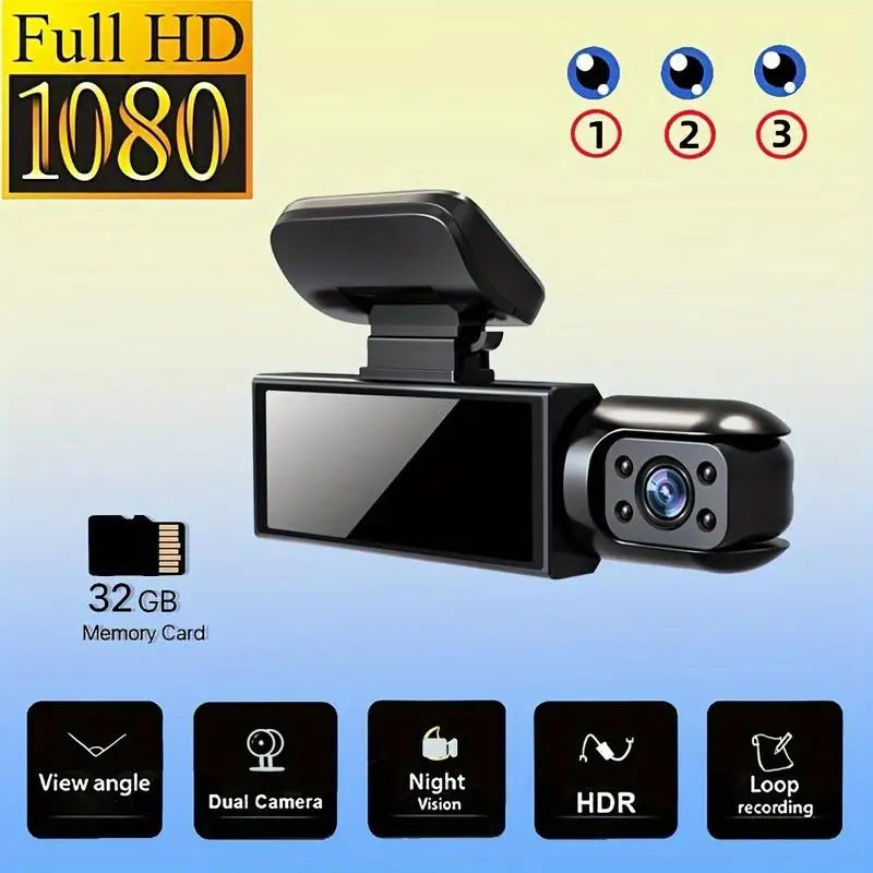 Front & Rear Dashcam, Wide Angle Car Driving Recorder