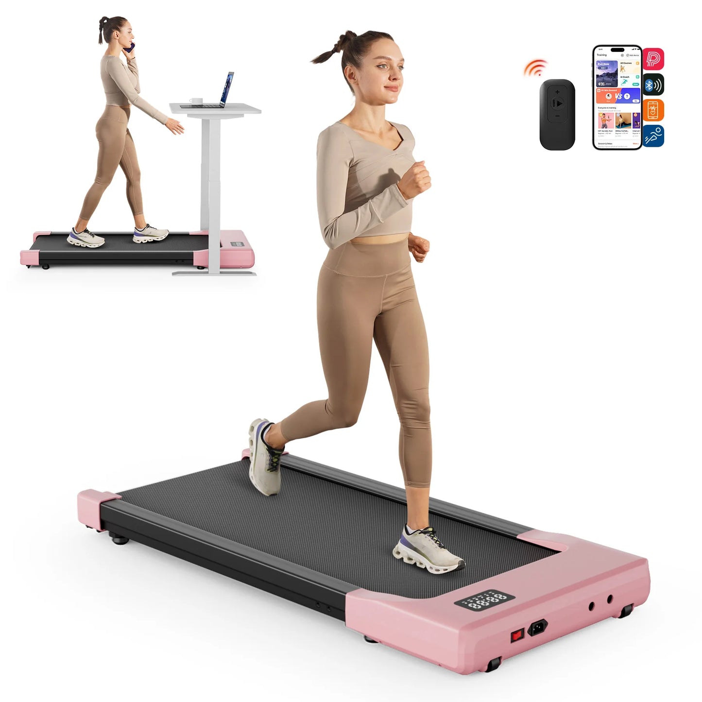 Walking Pad Under Desk Treadmill 2 in 1 Portable with Remote Control LED Display 2.5HP