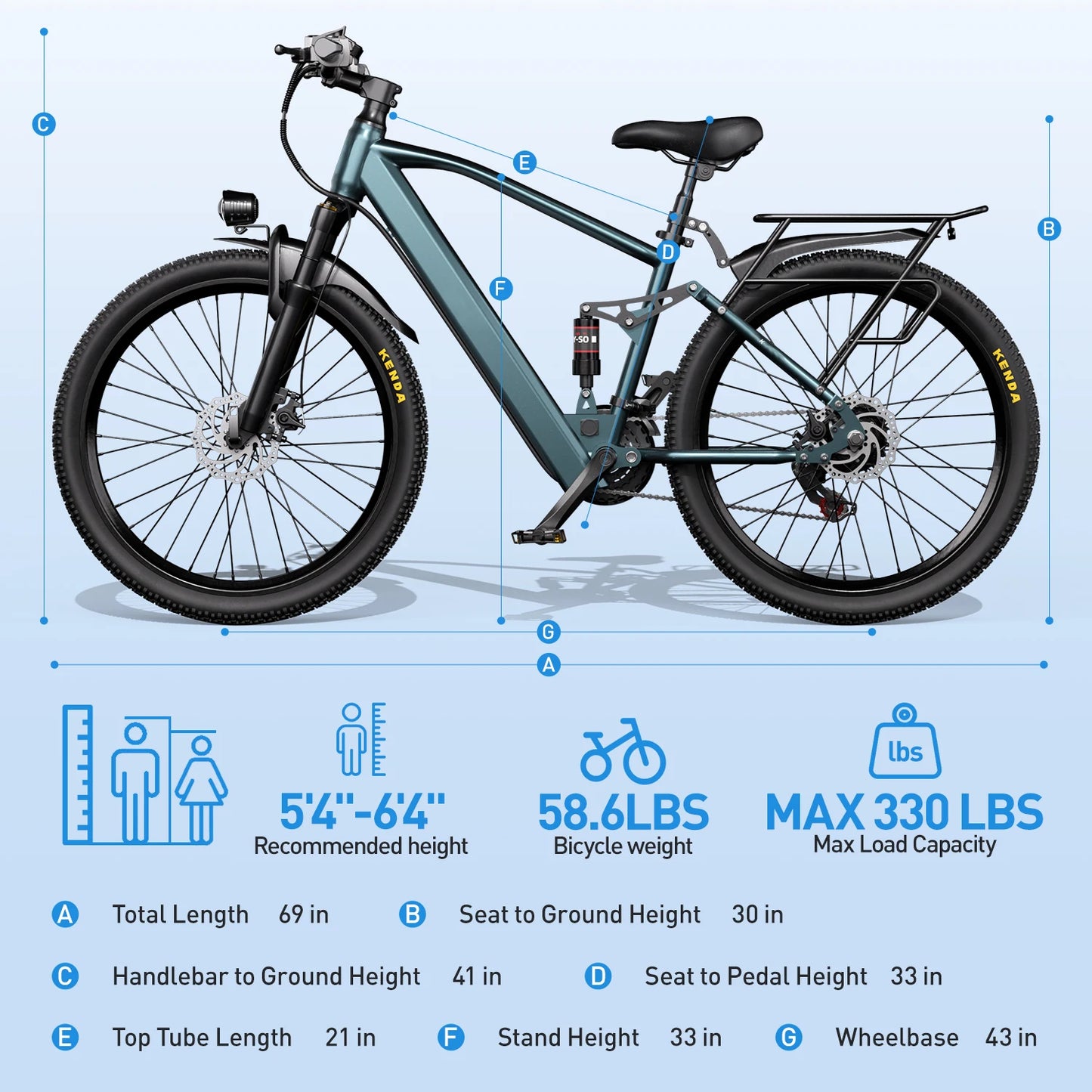 Electric Mountain Bike with 36V Battery Peak 500W Motor