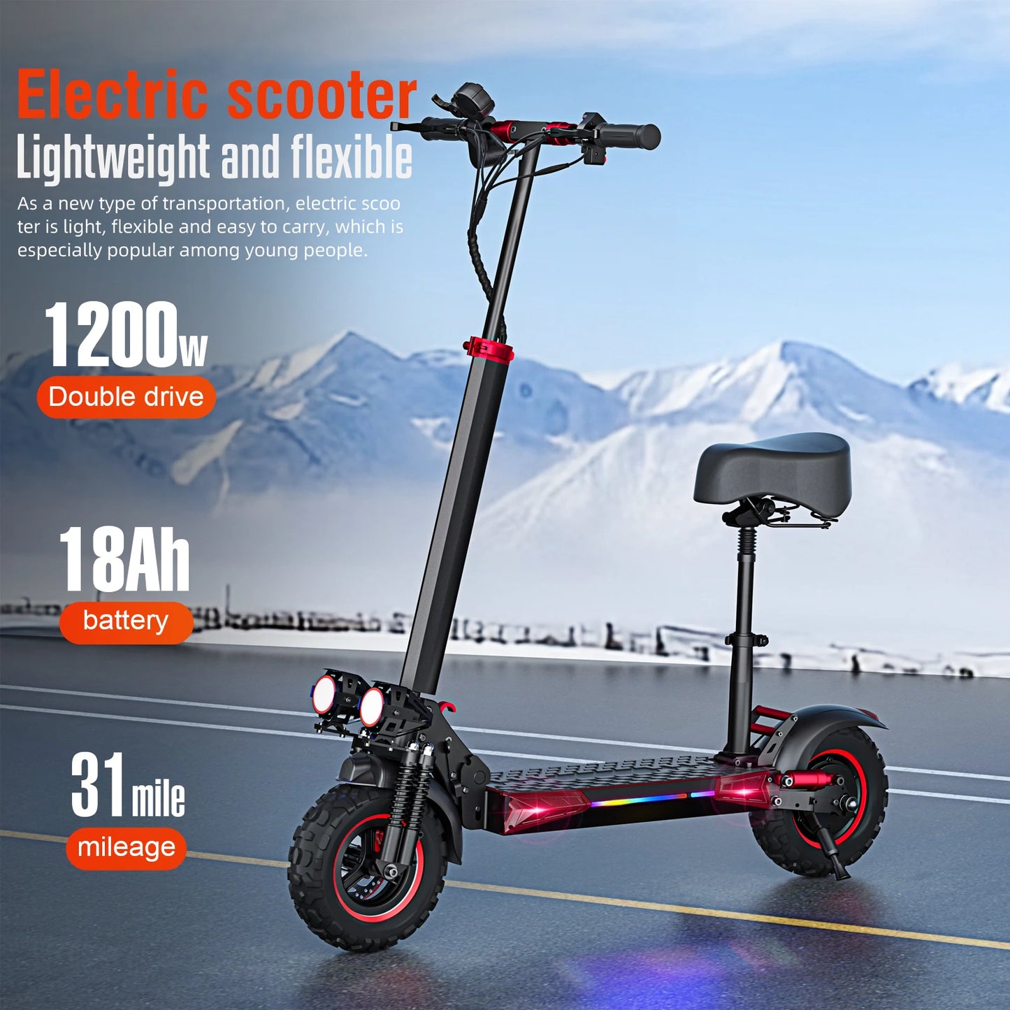 Electric Scooter 11 "off-road tires 48V 1200W