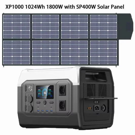 Portable Power Station, Lifepo4 Battery, UPS Function, 400W 200W Foldable Solar Panel