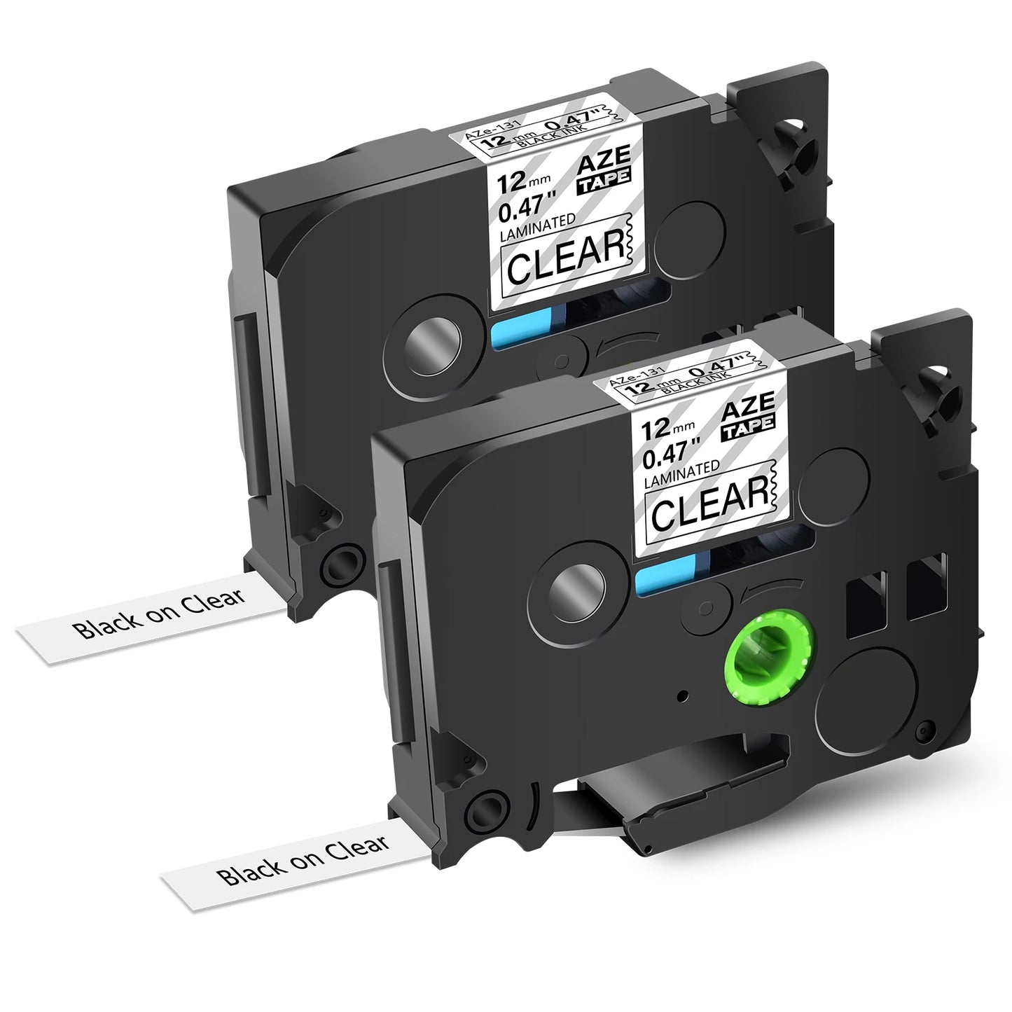 2PK Label Tape Compatible for Brother Tze-231 12mm Black on White Standard Laminated Ribbon Label for Brother P-Touch Printer