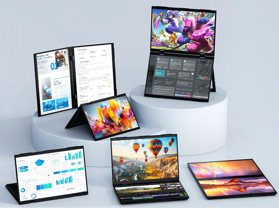 15.6 Inch Dual Portable Monitor for Laptop Folding Stacked Triple Display