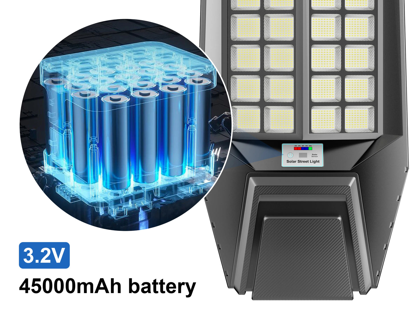 8000W Outdoor Solar Street Light High Brightness, w/ Remote Control, Waterproof