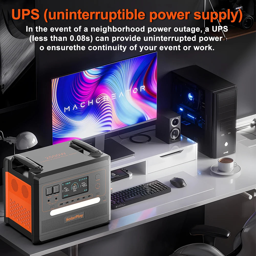 Portable Power Station 2500W/2300Wh Solar Generator