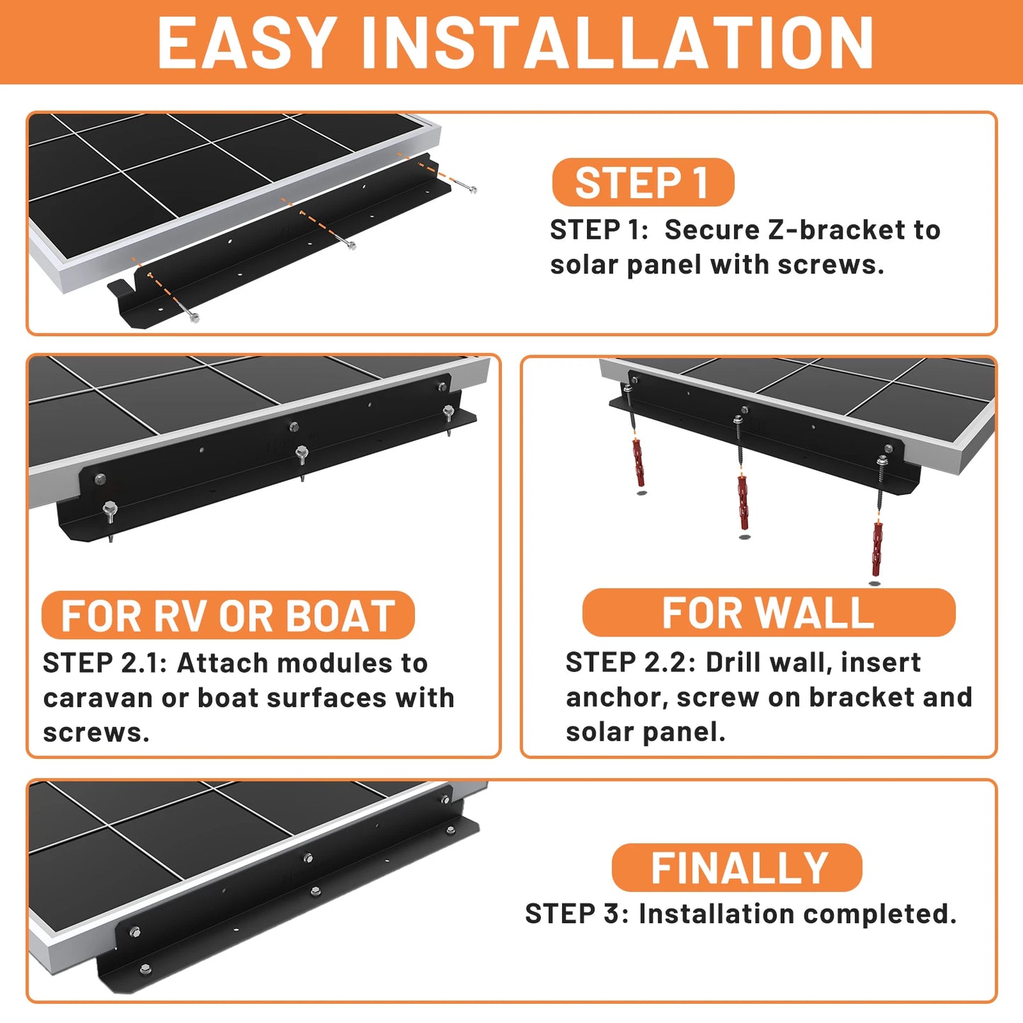 CP-SETUNO 2PCS Z-shaped Solar Panel Holder