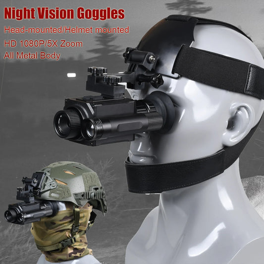 HD 1080P Night Vision Goggles with Head-Mounted and Helmet-Mounted