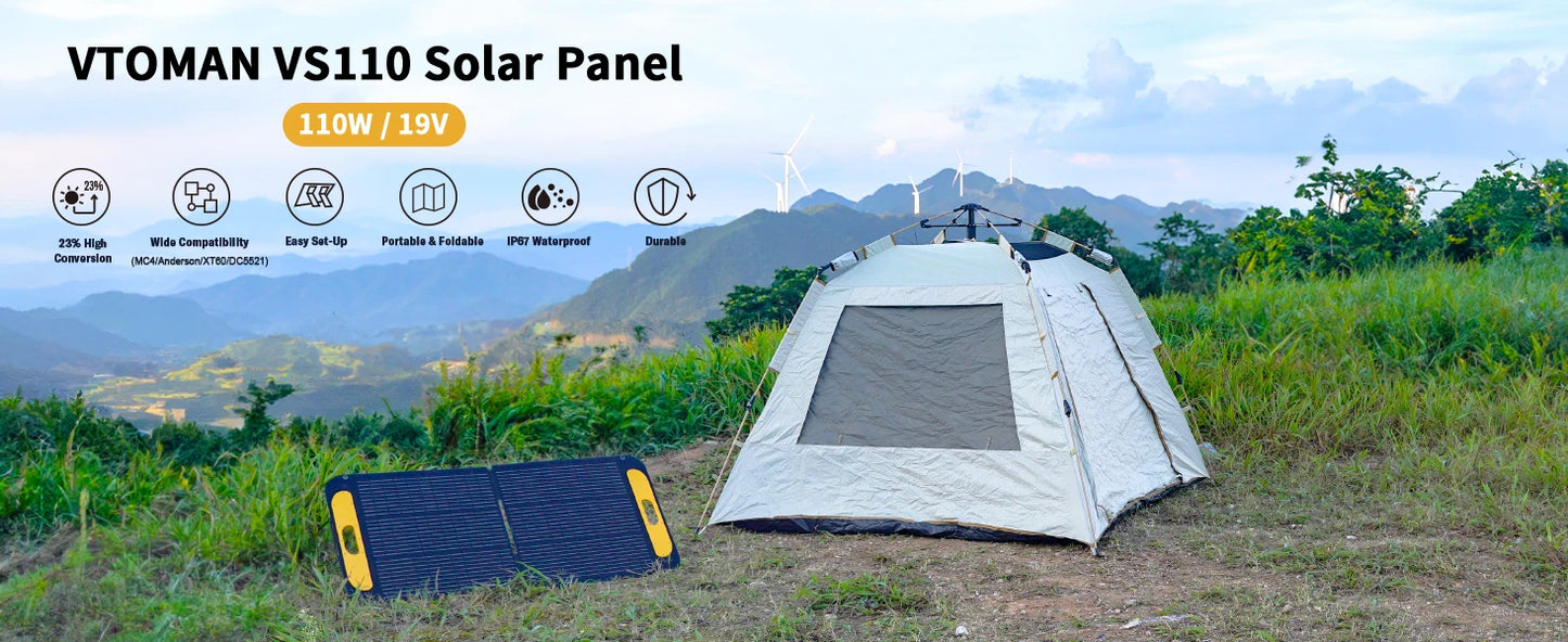 110W Portable Waterproof Foldable Solar Panel
