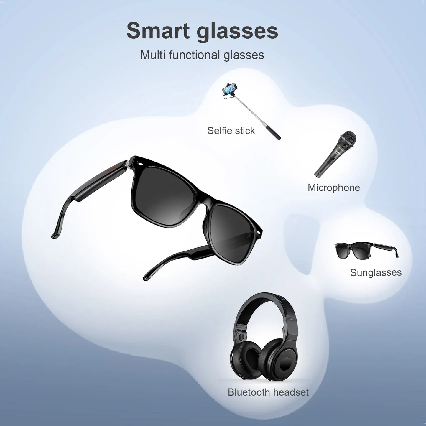 Bluetooth Smart Glasses Built-in Speaker and Mic IPX4 Waterproof Polarized