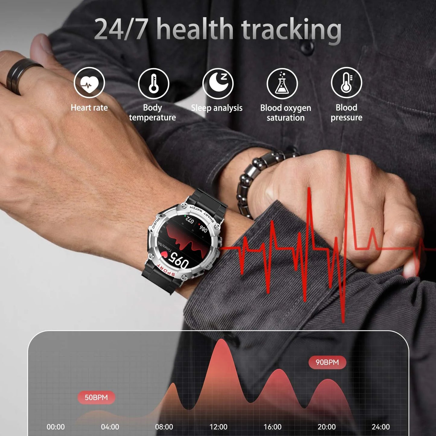 EIGIIS Smart Watch AMOLED Display With In-Ear Bluetooth Headset