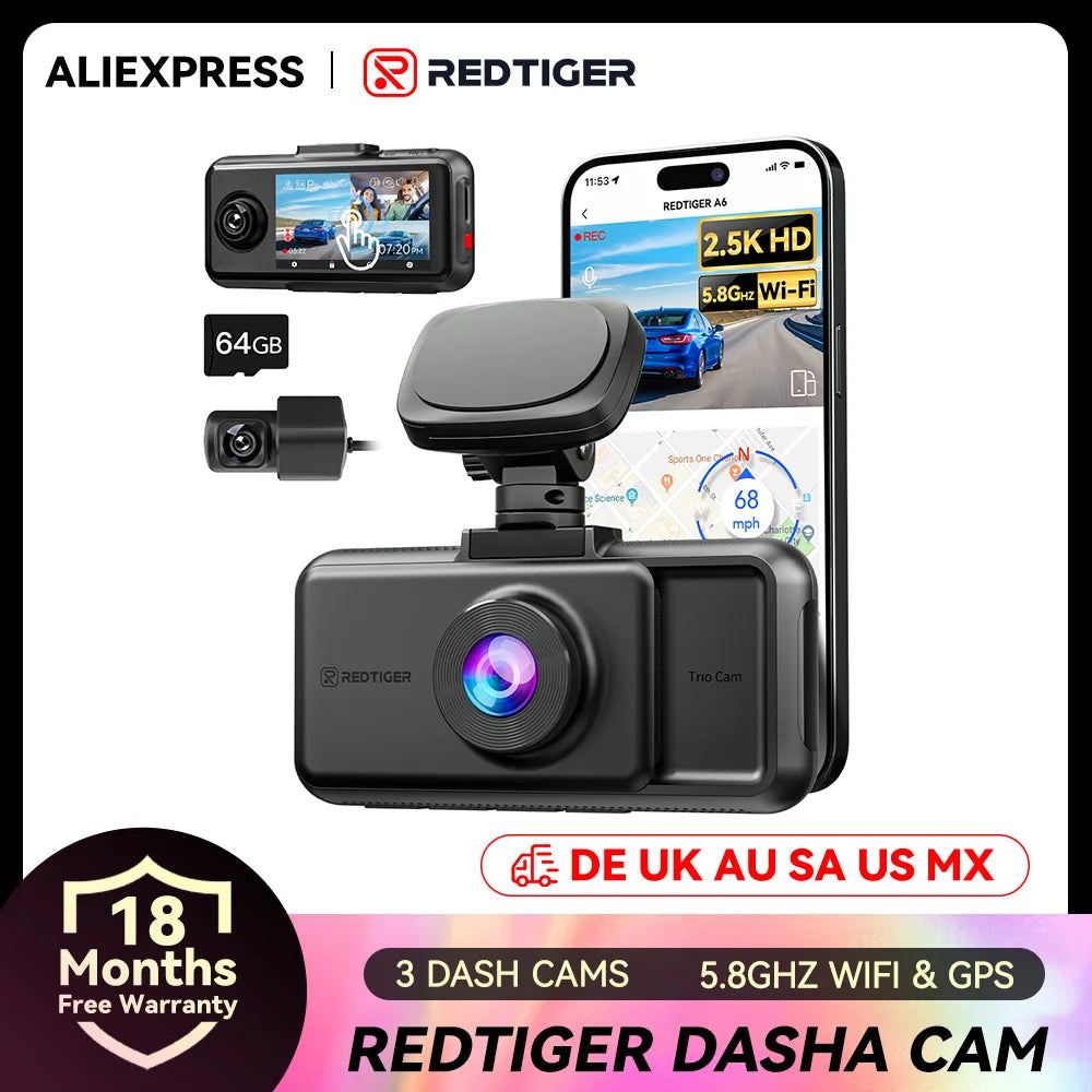 4K Dash Cam Built-in 5.8Ghz WiFi GPS Car DVR Upgrade Night Vision