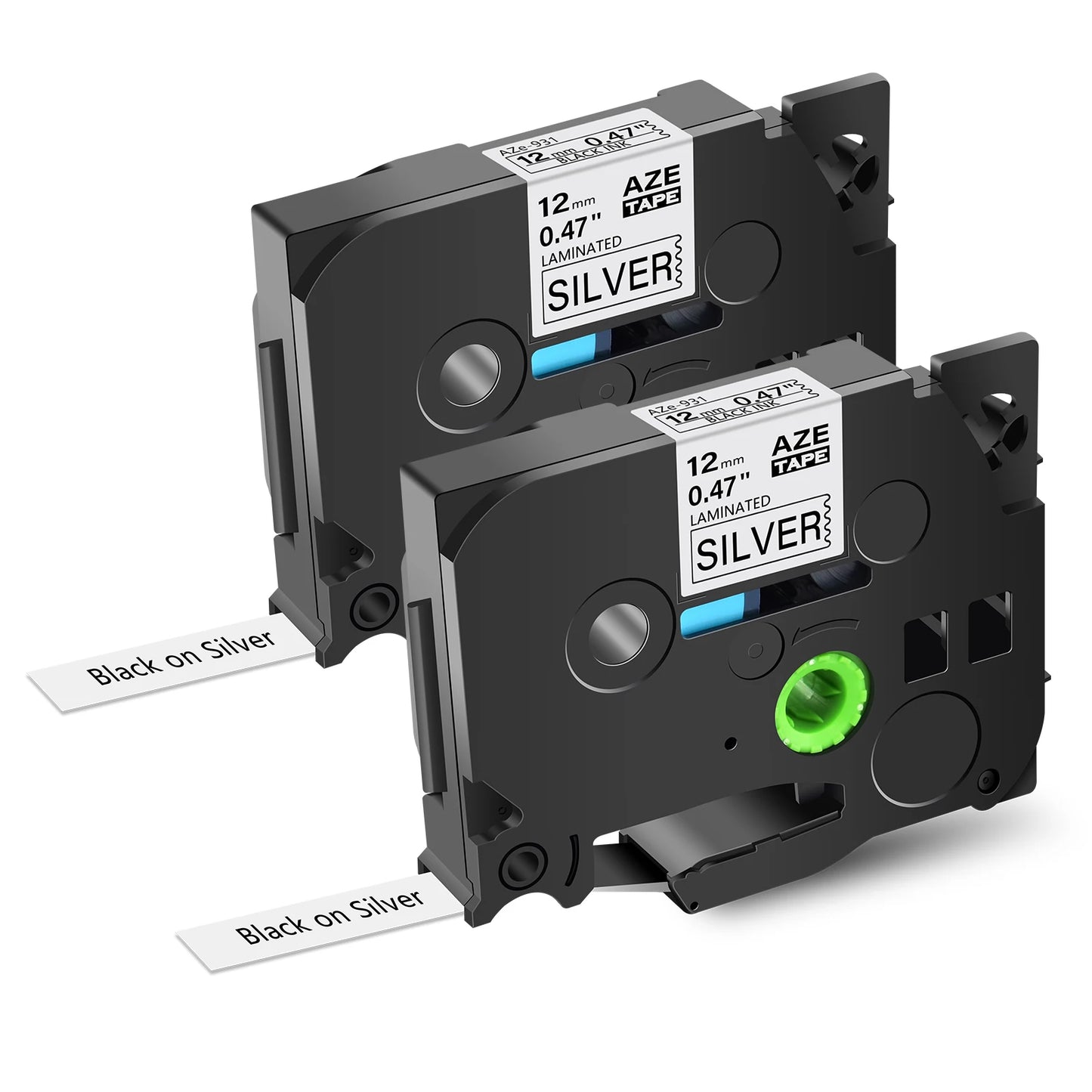 2PK Label Tape Compatible for Brother Tze-231 12mm Black on White Standard Laminated Ribbon Label for Brother P-Touch Printer