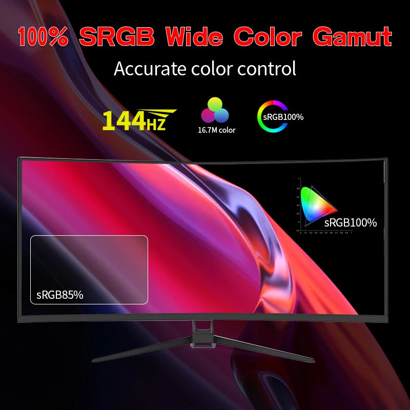 Monitor 34''  Screen Curved 1500R Gaming Bezel-less Slim
