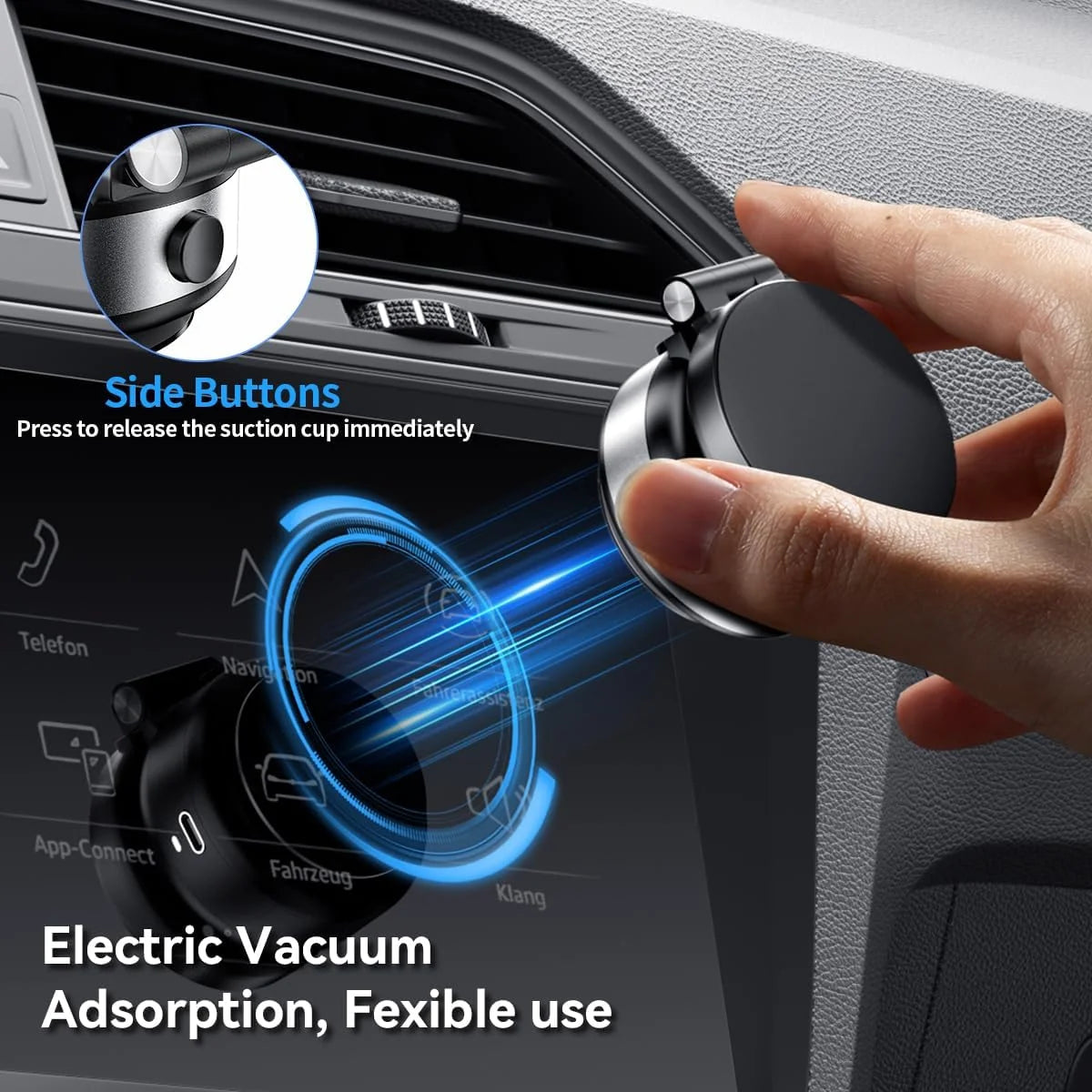 NEW Car Mount Vacuum Magnetic Phone Holder Foldable Strong Suction
