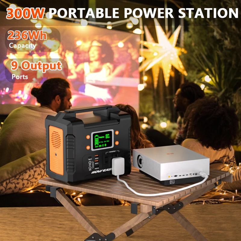 300W Portable Power Station, Solar Generator (Without Solar Panel)Spare Lithium Battery