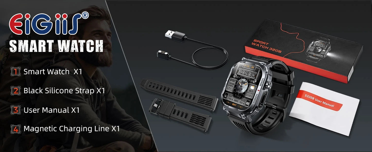 Smart Watch, Waterproof  With Compass And LED Flashlight