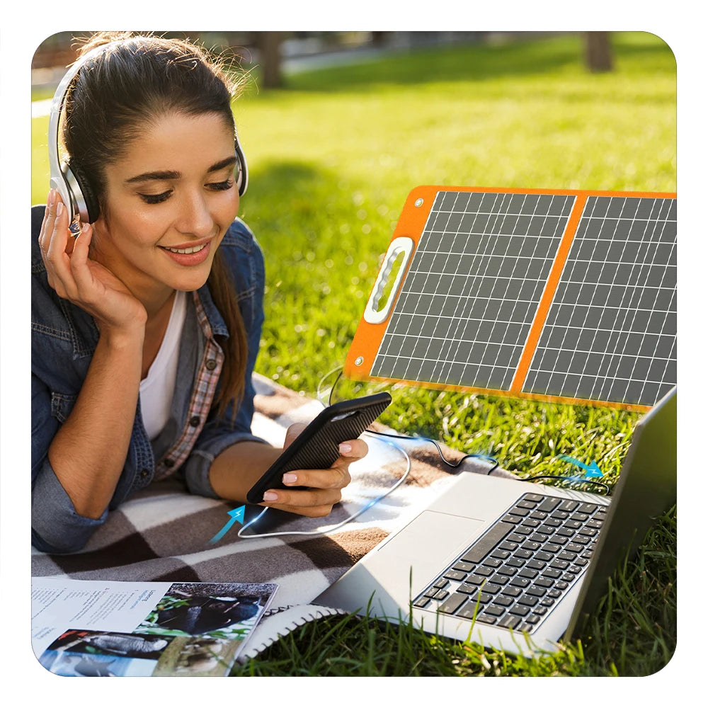Solar Panel 60W Solar Charger Foldable USB 18V DC Solar Cell