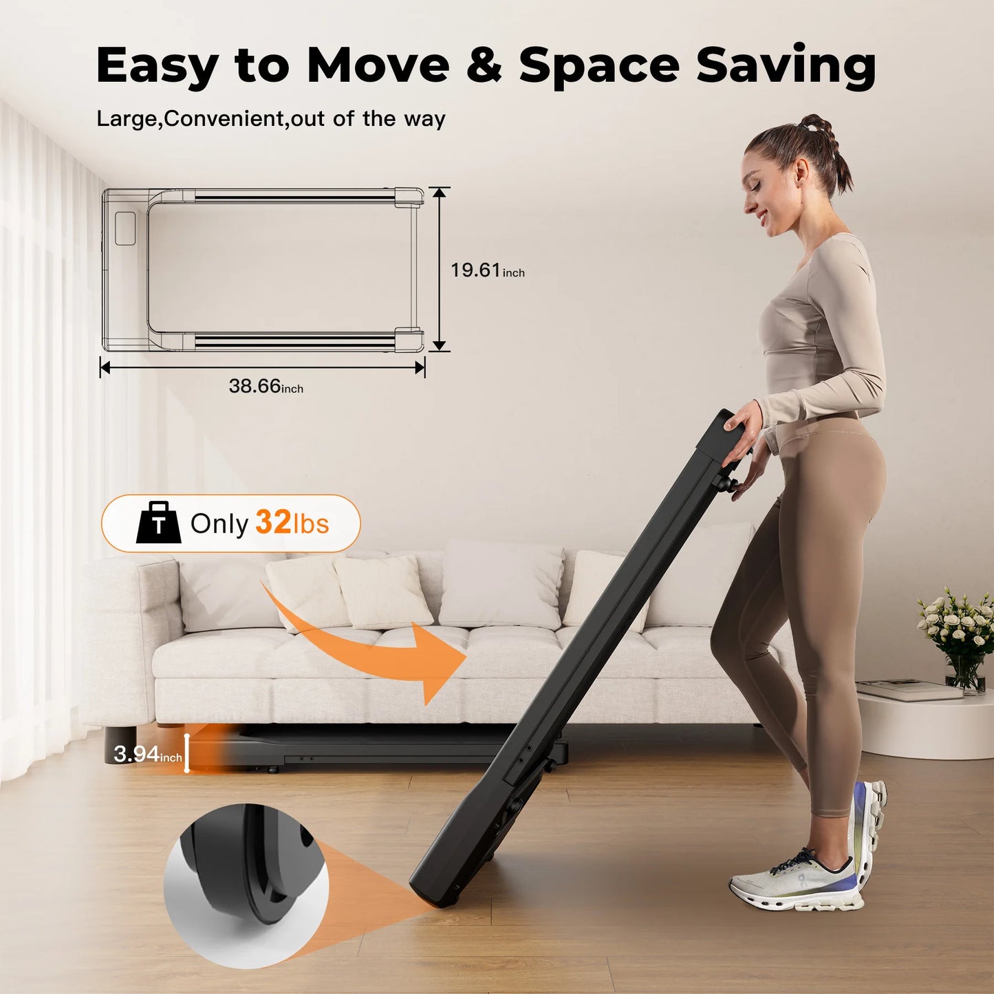 Walking Pad Under Desk Treadmill 2 in 1 Portable with Remote Control LED Display 2.5HP