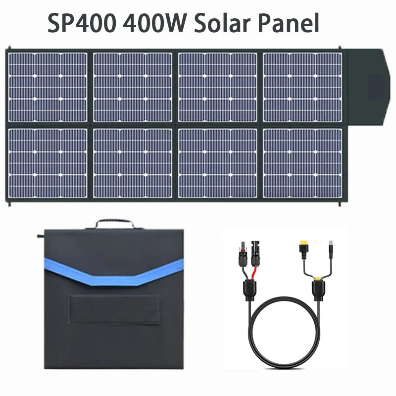 Portable Power Station, Lifepo4 Battery, UPS Function, 400W 200W Foldable Solar Panel