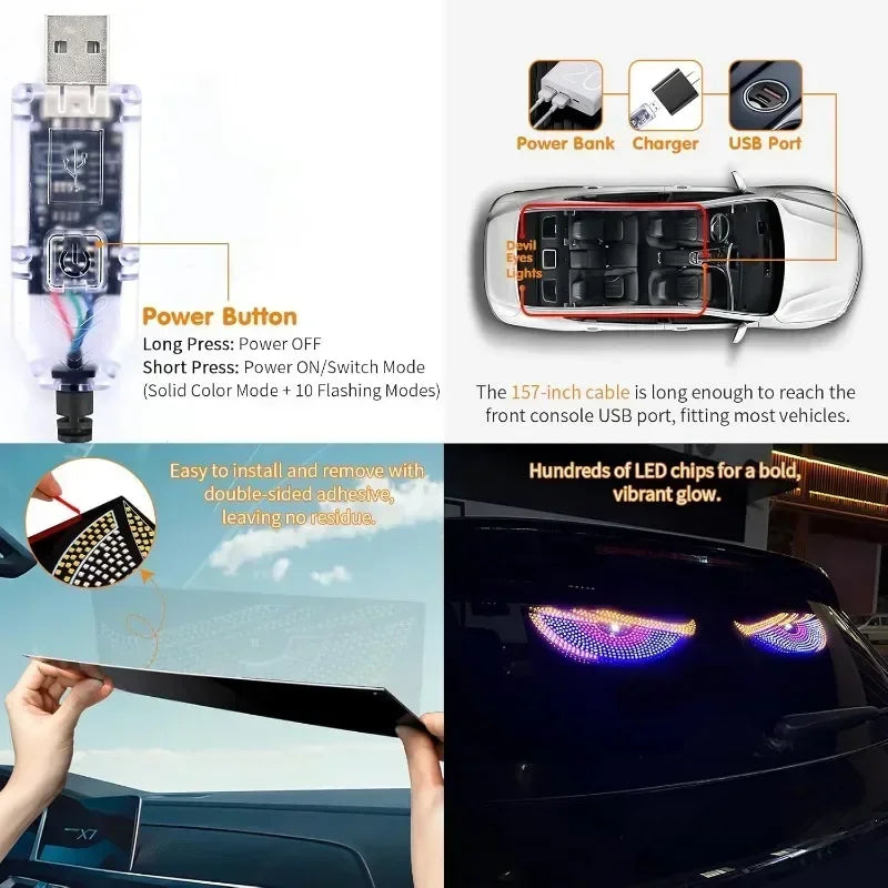 Devil Eyes LED Light for Cars Trucks Windshield Window Front and  Rear