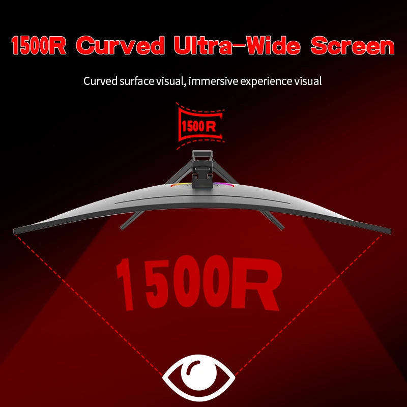 Monitor 34''  Screen Curved 1500R Gaming Bezel-less Slim