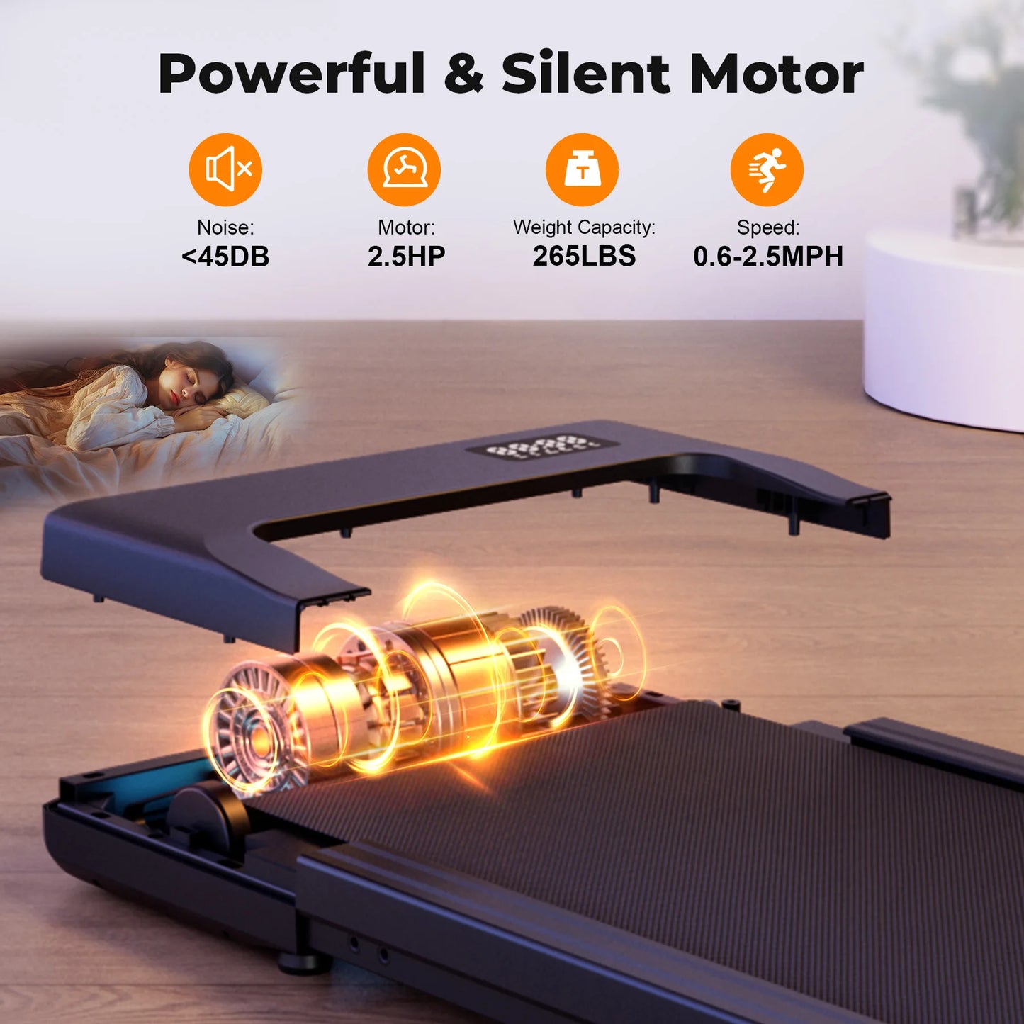 Walking Pad Under Desk Treadmill 2 in 1 Portable with Remote Control LED Display 2.5HP