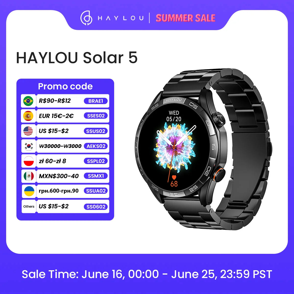 HAYLOU Solar 5 Voice Calling Smartwatch 1.58'' AMOLED Display