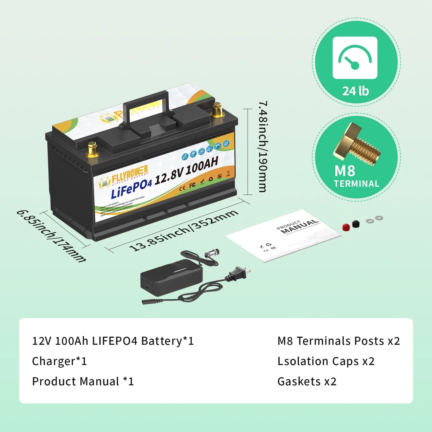 Lithium Battery, RV Boat Motors Inverter Solar Wind Lithium Iron Phosphate Battery