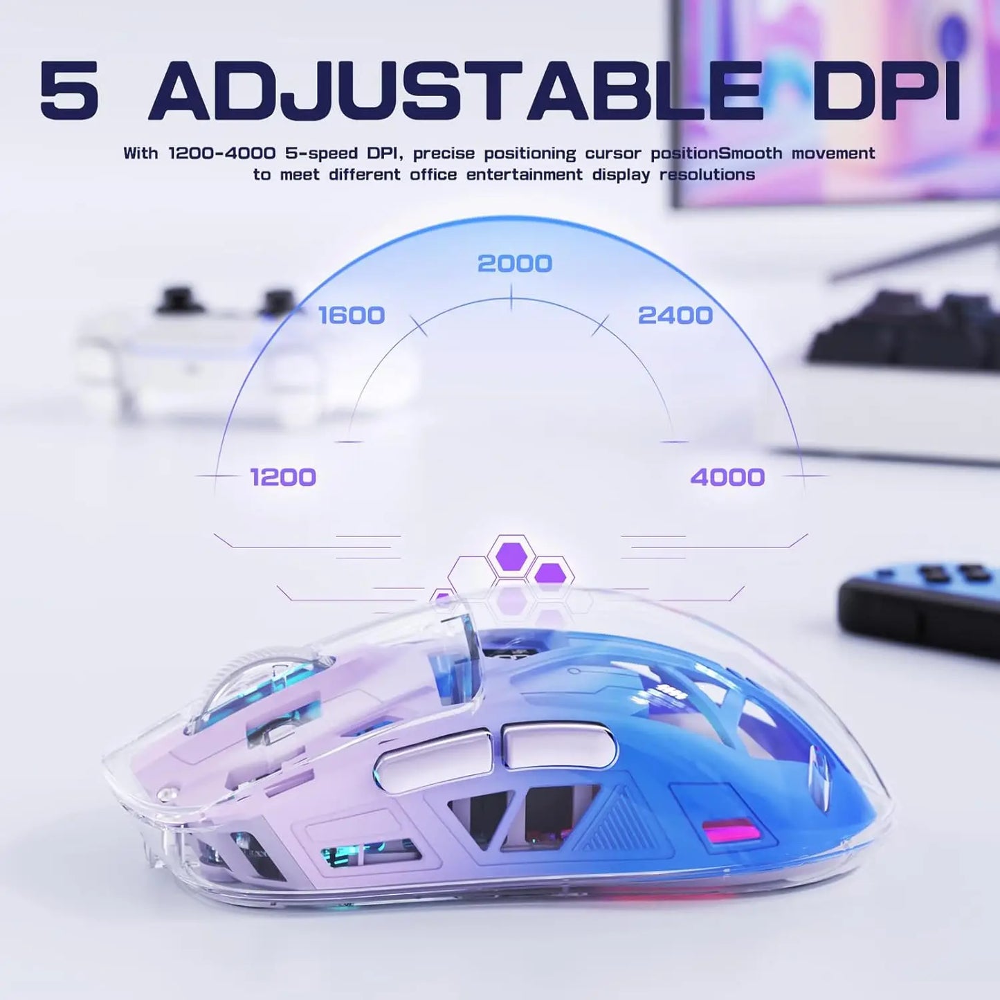 A2 Transparent Wireless Gaming Mouse,