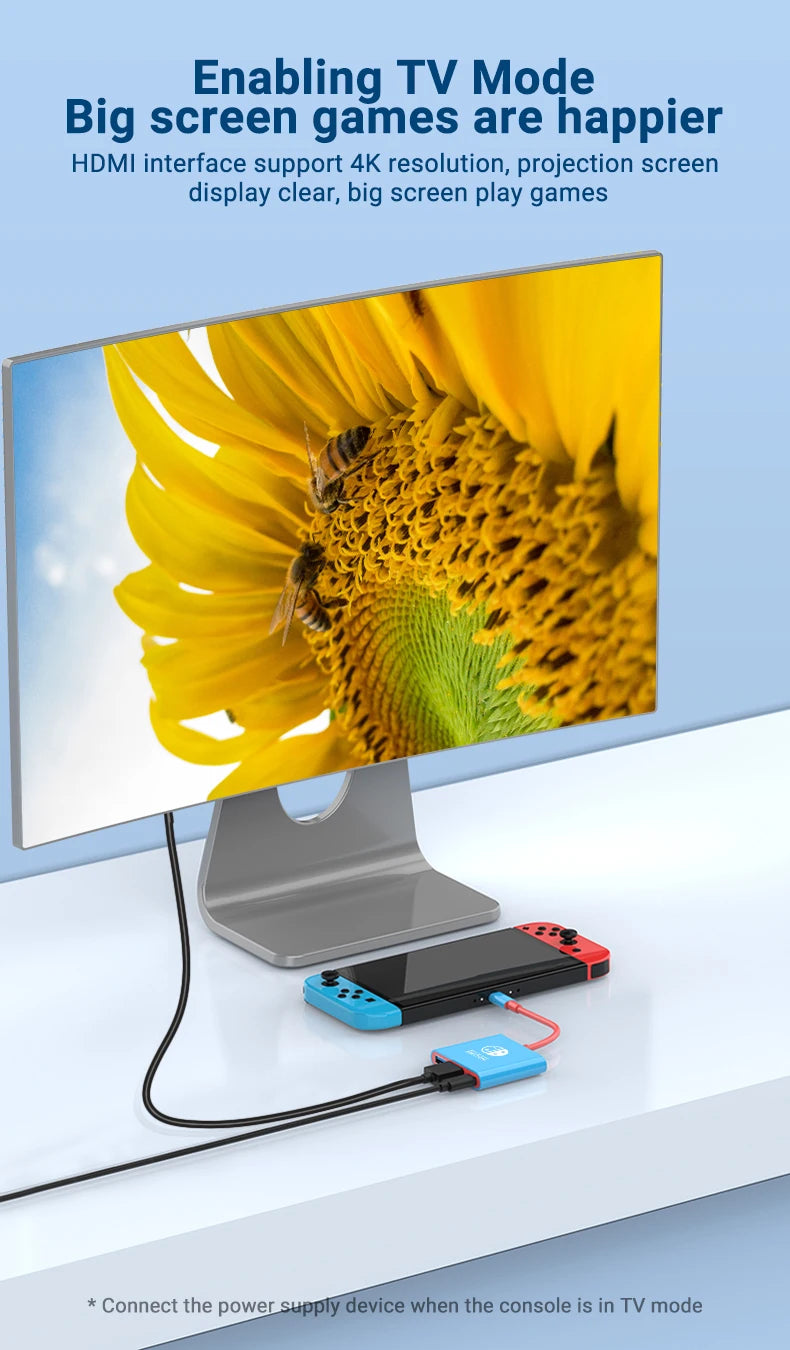 Portable TV Dock Charging Docking Station with HDMI and USB 3.0 Set for Nintendo Switch OLED