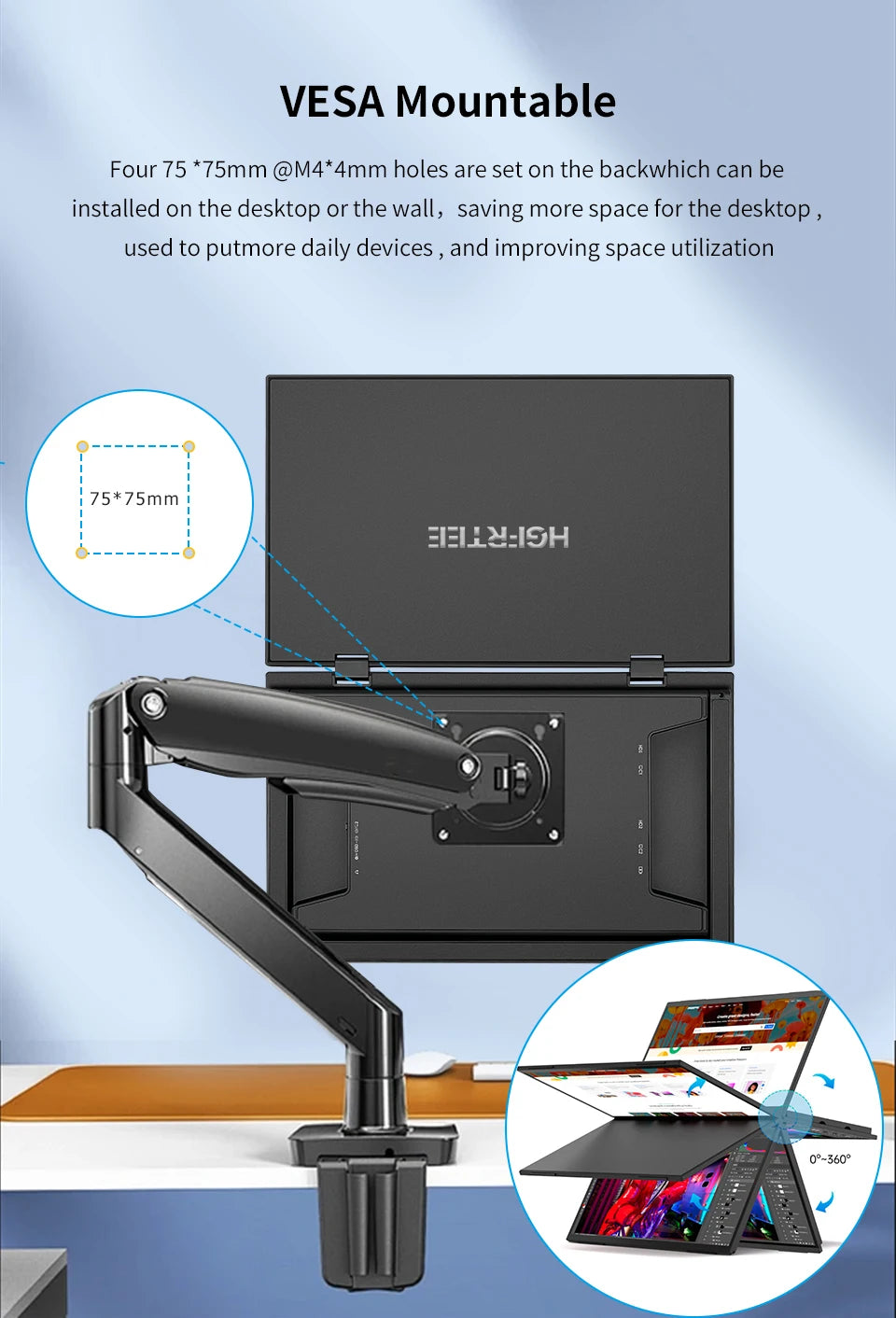 15.6 Inch Dual Portable Monitor for Laptop Folding Stacked Triple Display
